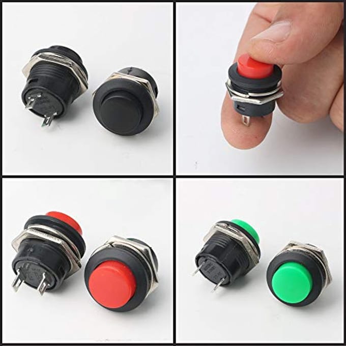 15-pack Mini Druktoetschakelaars, Momentary Push Button Schakelaars voor Elektrische Circuits