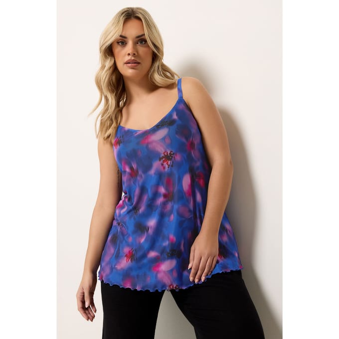 Yours Kobaltblauwe Swingtop Met Bloemenprint Size 42