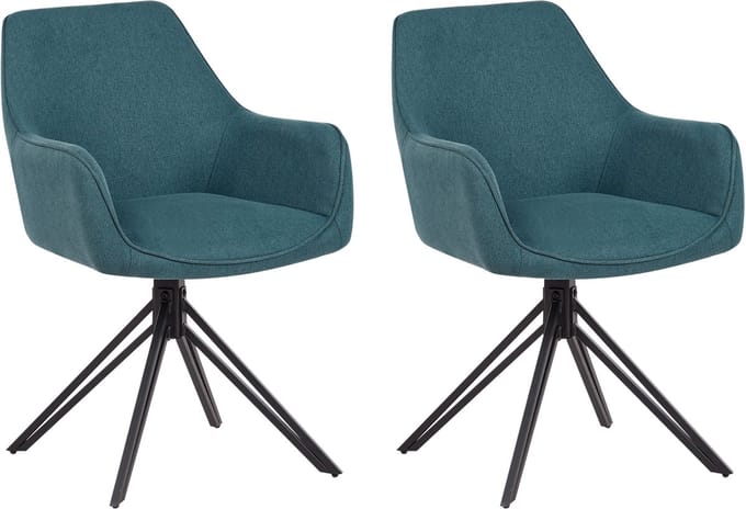 JODAR - Eetkamerstoel set van 2 - Groenblauw - Polyester