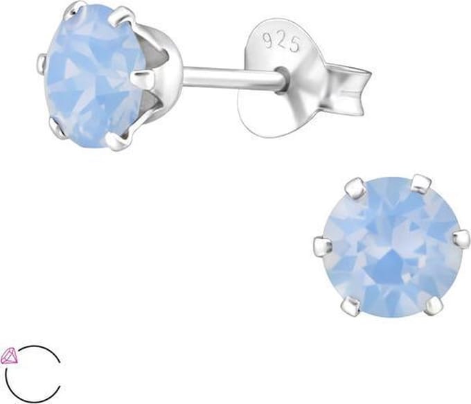 Amanto Oorbellen Elka Blue Opal - 925 Zilver E-Coating - Swarovski - ∅5mm