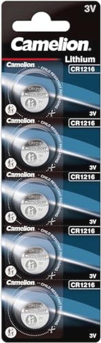 Lithium Knoopcelbatterij CR1216 - Set van 5 - 3 Volt, 25 mAh voor Diversen Apparaten