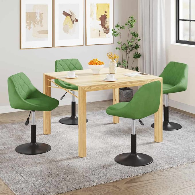 vidaXL Eetkamerstoelen draaibaar 4 st fluweel lichtgroen