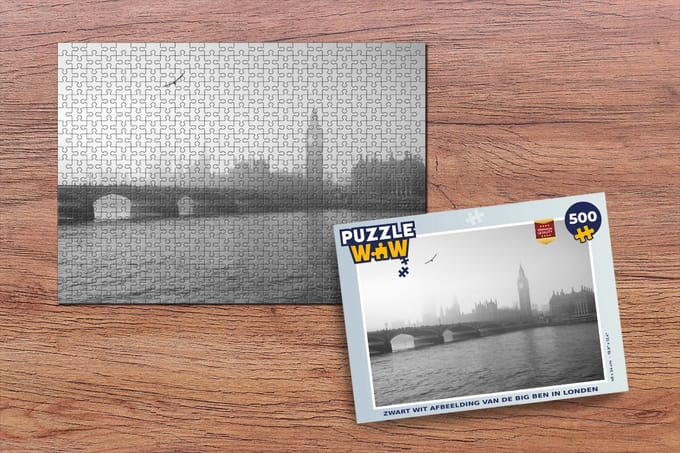 Puzzel Zwart wit afbeelding van de Big Ben in Londen - Legpuzzel - Puzzel 500 stukjes