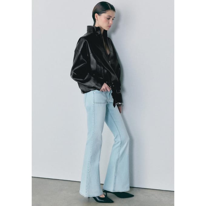Stradivarius Balloon-jack met riem en leereffect  Zwart S