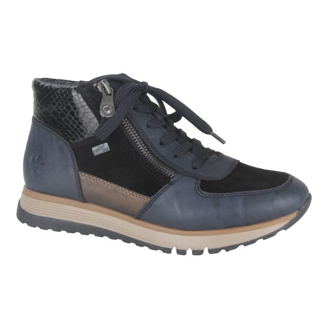 Rieker Dames Veterboot Gevoerd - 49040-14 Blauw - Wijdte H - Maat 40