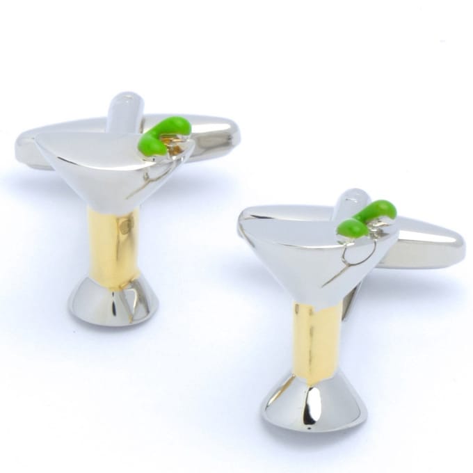 Manchetknopen - Cocktailglazen Goud en Zilver