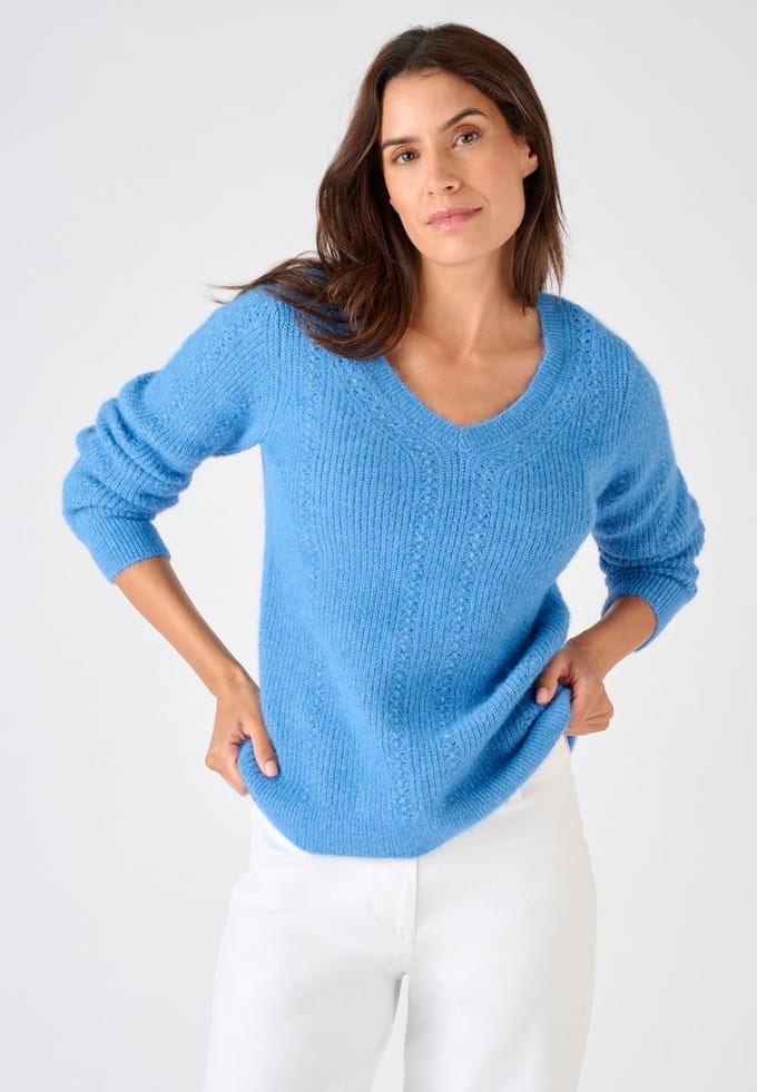 Damart - Trui parelsteek met Thermolactyl-label - Dames - Blauw - S
