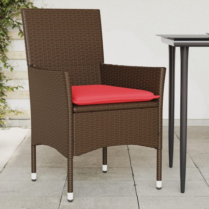 vidaXL - Tuinstoelen - 2 - st - met - kussens - poly - rattan - bruin