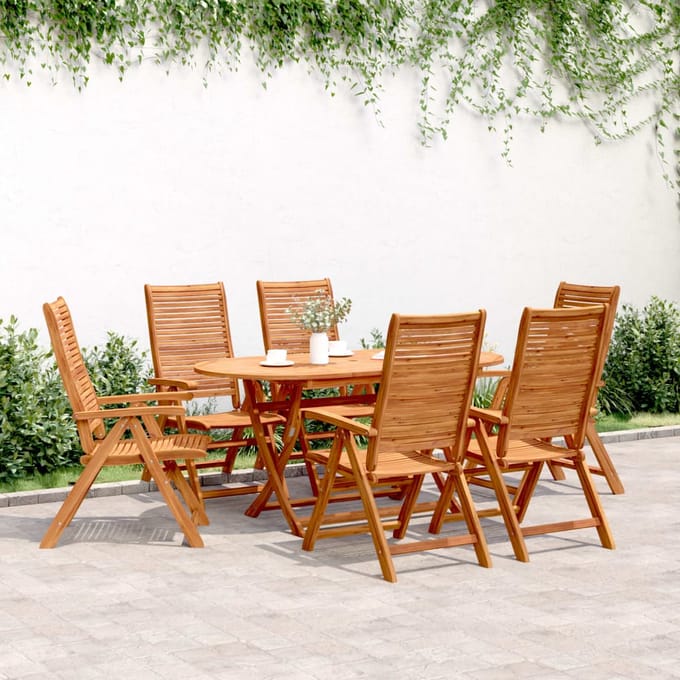 vidaXL - Verstelbare - klapstoelen, - 6 - stuks, - 56x72x107 - cm, - massief - acaciahout.
