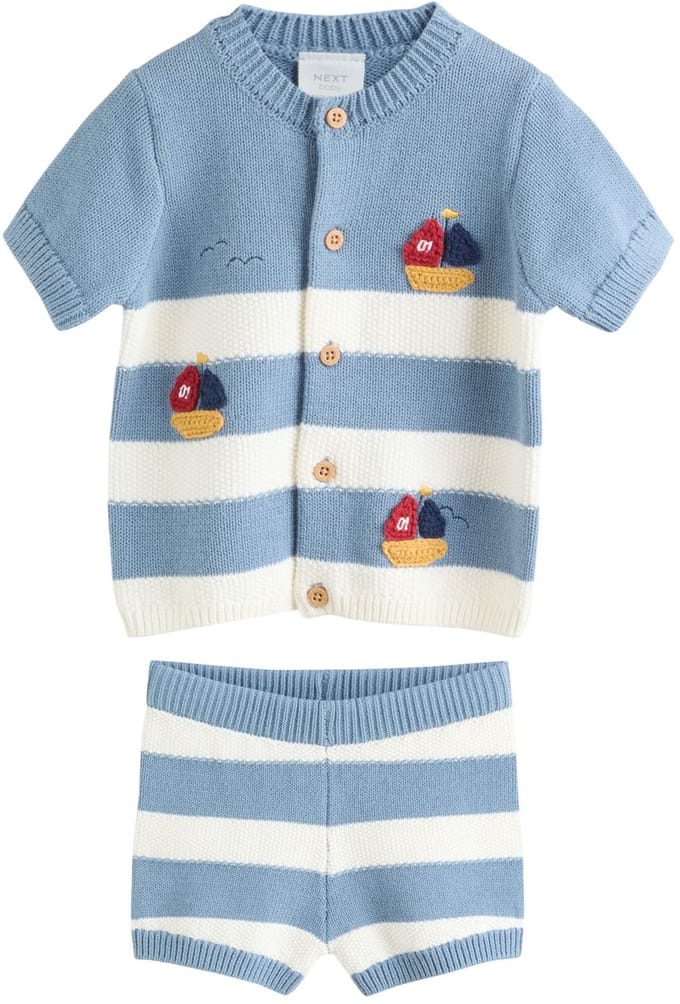 Next - Jongens - Gebreide top- en shortset - Blauw