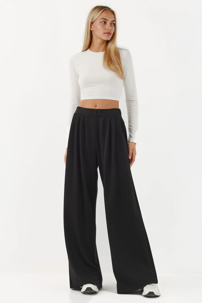 Zachte Touch Plissé Wijde Pantalon