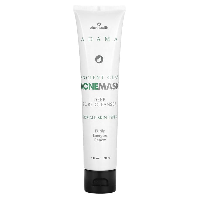 Adama, Masque à l'Argile Ancienne Anti-Acné, Nettoyant Pores Profonds, 120 ml(4 fl oz) white