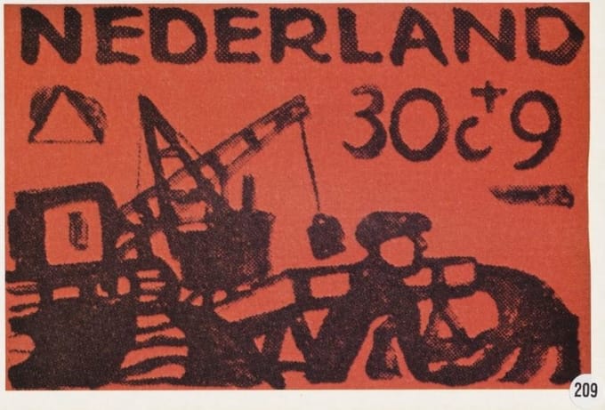 Briefkaart met afbeelding Deltawerken – Zandspuiten postzegel