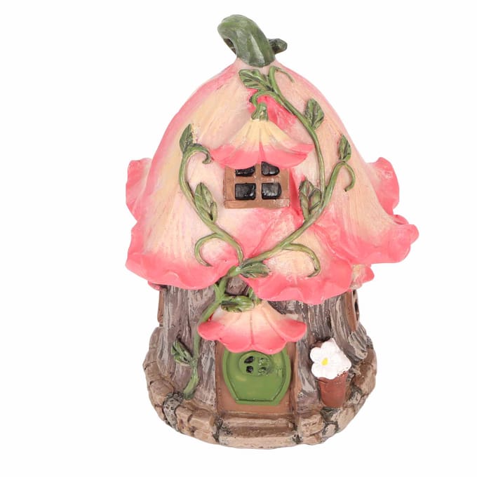 Kabouter Feeënhuis Hars Stofdicht Waterdicht Tuinkabouter Huisbeeldje voor Tuin Gazon Buiten pink