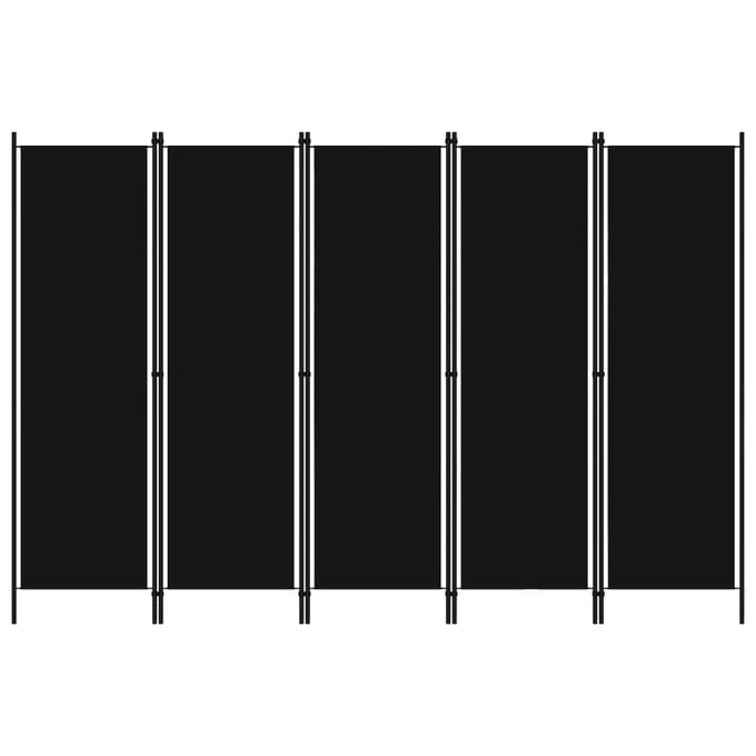 vidaXL - Kamerscherm - met - 5 - panelen - 250x180 - cm - zwart