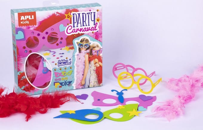 Feest / Carnaval EVA Foam masker met veren boa - 2 stuks