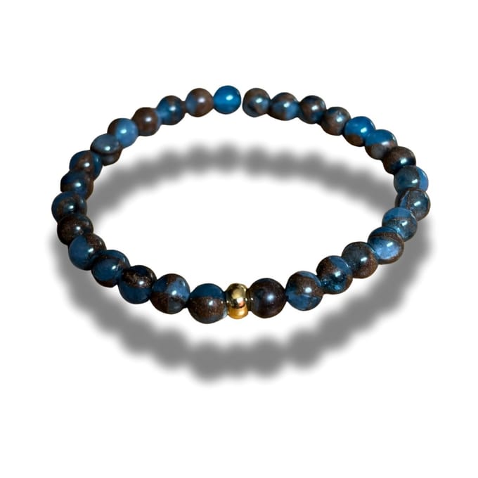 Armband - natuursteen - blue cloisonne jaspis - goudkleurig element - 6 mm - 19 cm