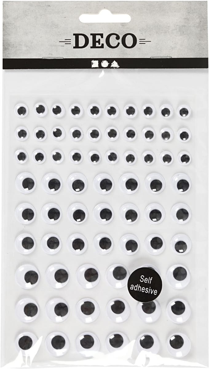 Wiebelogen, zelfklevend, d 8+12+14 mm, wit, 69 stuk, 1 vel
