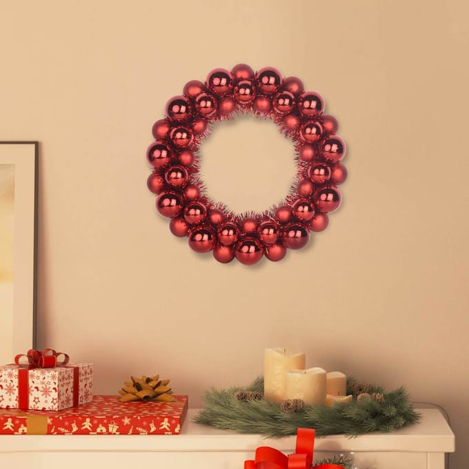 vidaXL - Kerstbal - Kransen - 2 - st - Rood - 33 - x - 33 - x - 7 - cm - Polystyreen