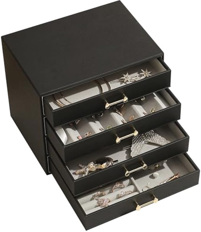 Sieradenorganizer met 4 laden - Stapelbare Sieradendoos voor Dames