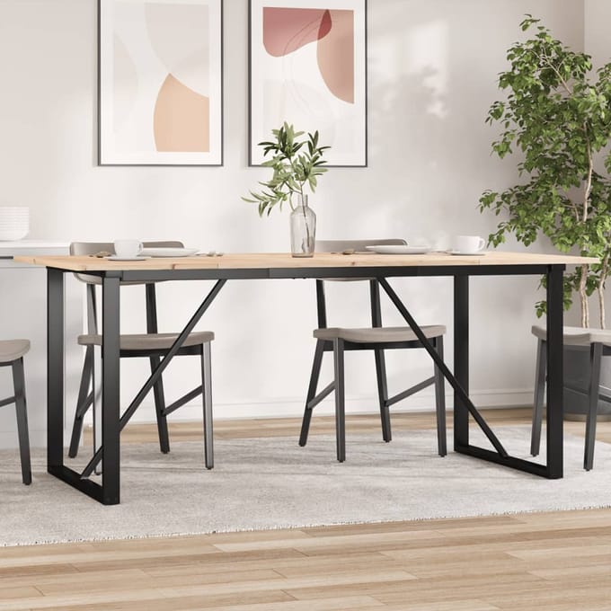 vidaXL - Eettafel - O-frame - 180x90x75 - cm - massief - grenenhout - en - staal