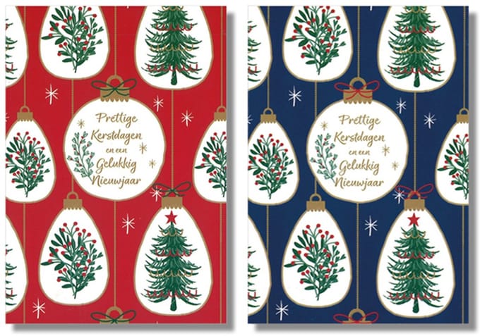 MGPcards - 10 Dubbele wenskaarten - Kerstkaarten / Nieuwjaar - Witte envelop - 10 x 14 cm - 2 Motieven per doosje
