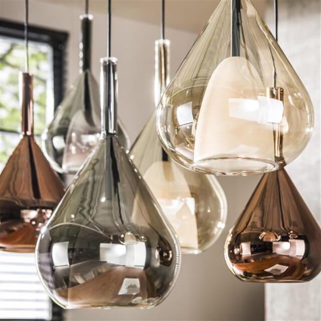 Hoyz Collection - Hanglamp 4+3 Wings Mix Glass - Zwart
