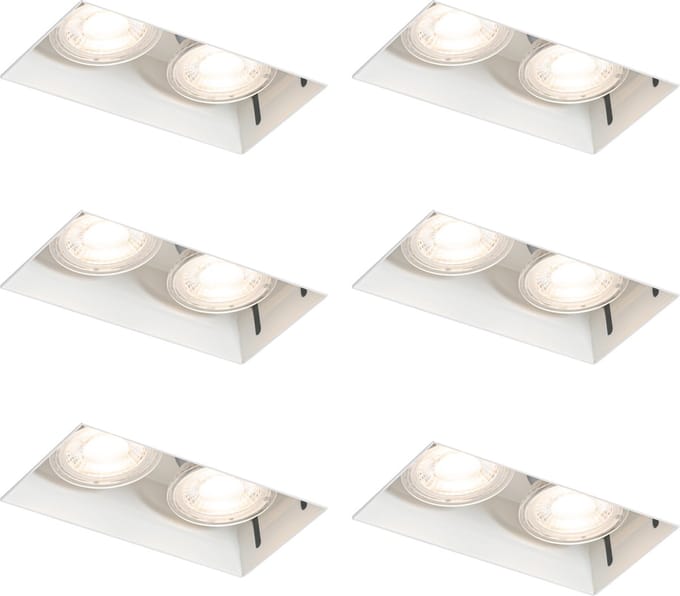 QAZQA oneon 6 - Moderne Inbouwspot - 6 stuks - L 17.5 cm - Wit -