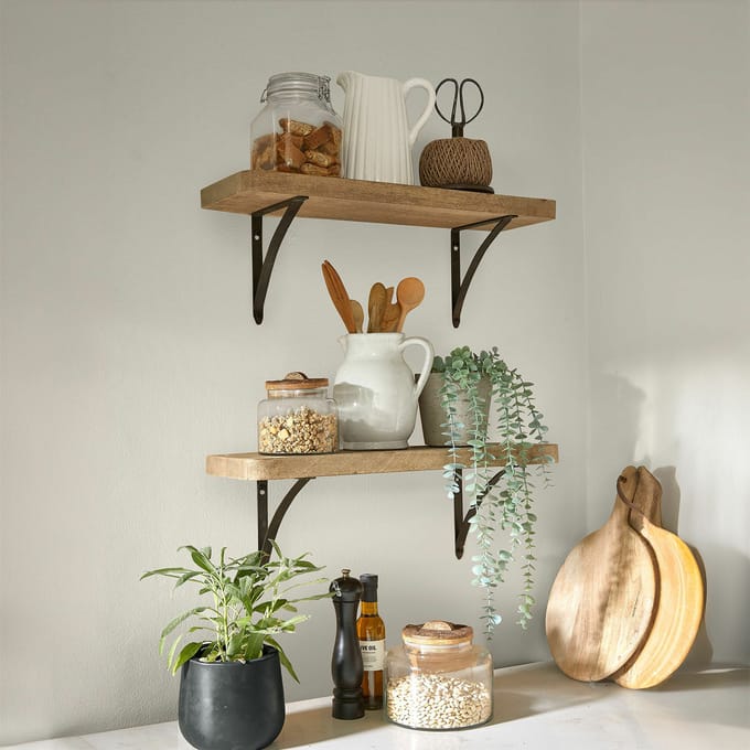 LOBERON Wandplank set van 2 Thalindria bruin/zwart