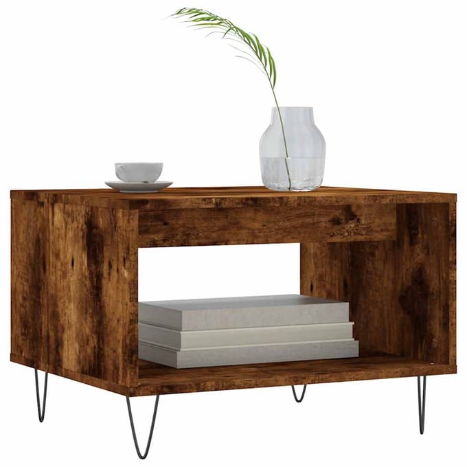 vidaXL - Salontafel - 60x50x40 - cm - bewerkt - hout - gerookt - eikenkleurig