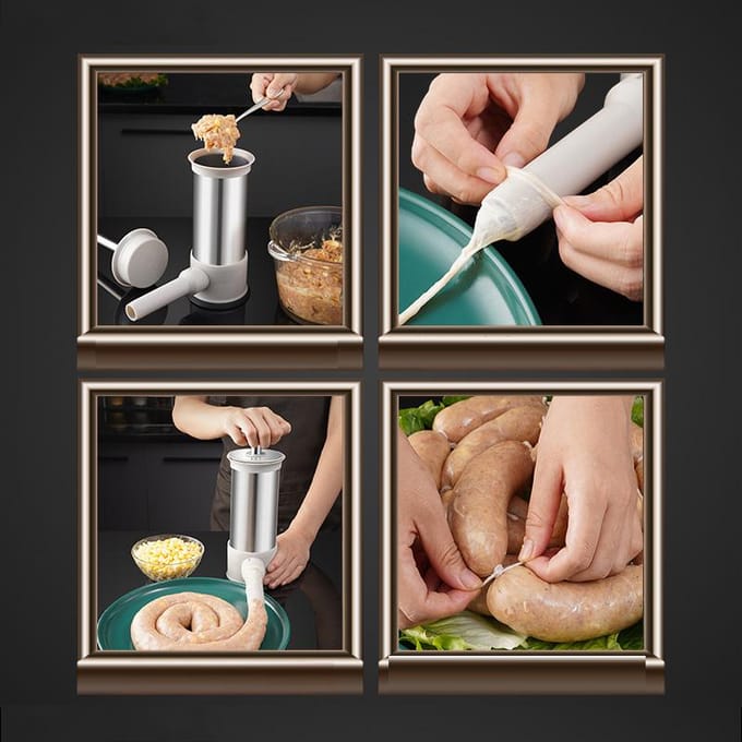 Machine à saucisses horizontale en acier inoxydable, remplisseuse de saucisses, outil de cuisine fait maison white