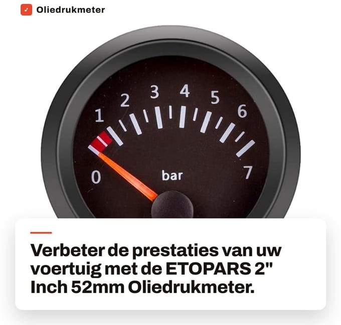 Dailygoods - Oliedrukmeter - Elektronische Auto Indicator - 2 Inch 52mm - Rode Verlichting - Auto Instrument - Geschikt voor Auto's - Precisie