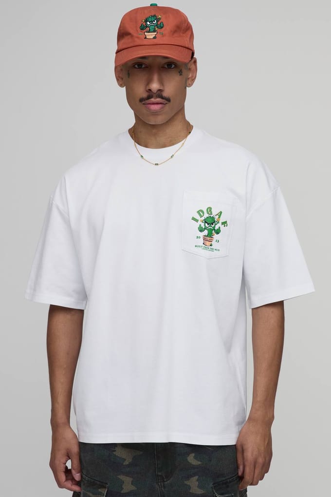 Collector's Edition Oversized T-shirt Met Madeliefjesmotief En Zak | White | Size Medium