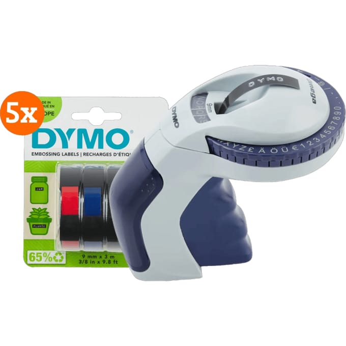 DYMO Omega Lettertang + 5 extra labels