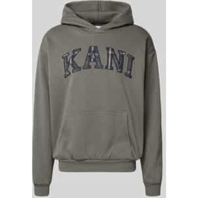 Hoodie met labelstitching en kangoeroezak