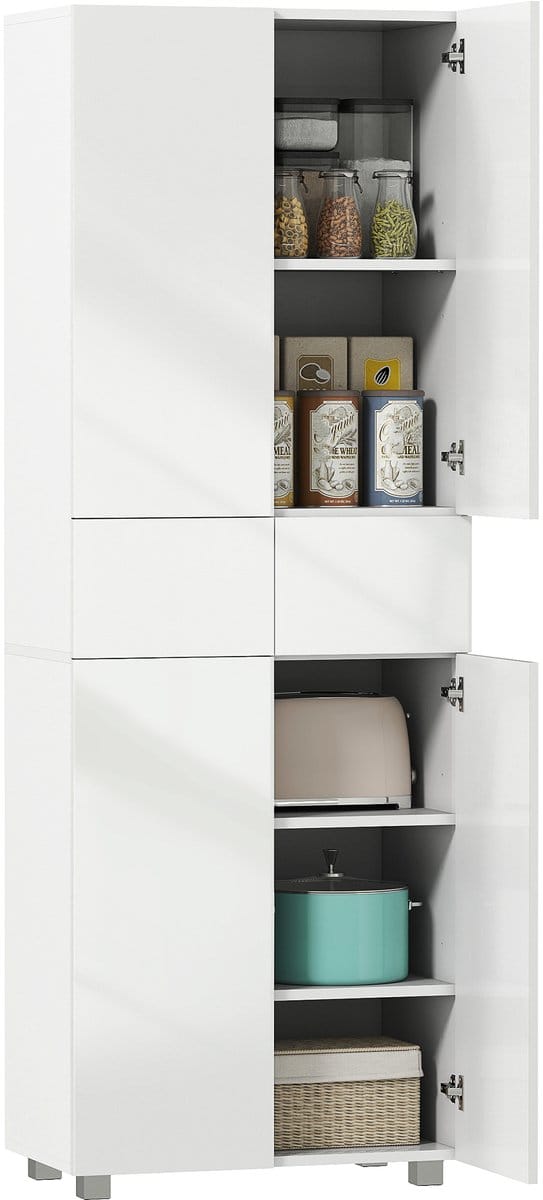 HOMCOM-Keukenkast-MDF-60x35x170cm-Wit gelakt