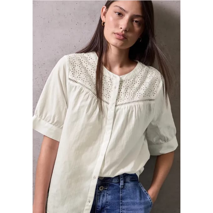Blouse met korte mouwen en borduursel