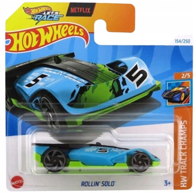 Hot Wheels Rollin' Solo Raceauto - 1:64 Schaal, Blauw