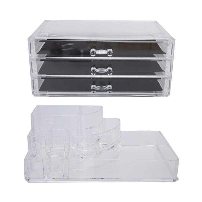 Acryl Transparante Desktop Cosmetische Display Opbergdoos Make-up Organizer met Lade black