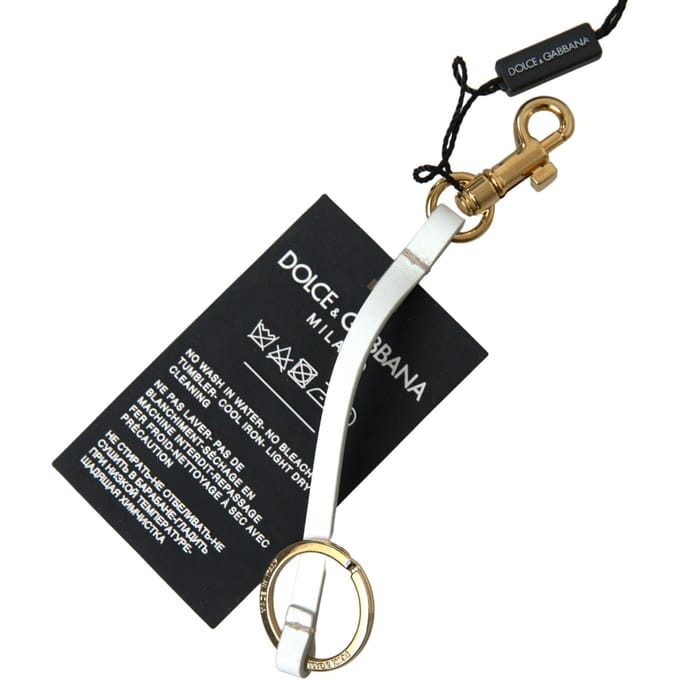 Dolce & Gabbana Zwarte Siliconen DG Logo Gouden Messing Sleutelhanger