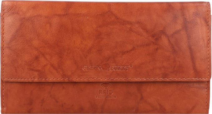 Greenburry Basic Portemonnee RFID Leer 19 cm - Dames - Horizontaal - cognac