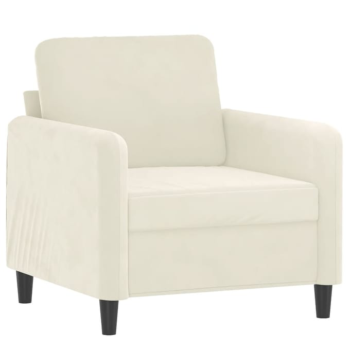 vidaXL 3-delige Loungeset fluweel crèmekleurig