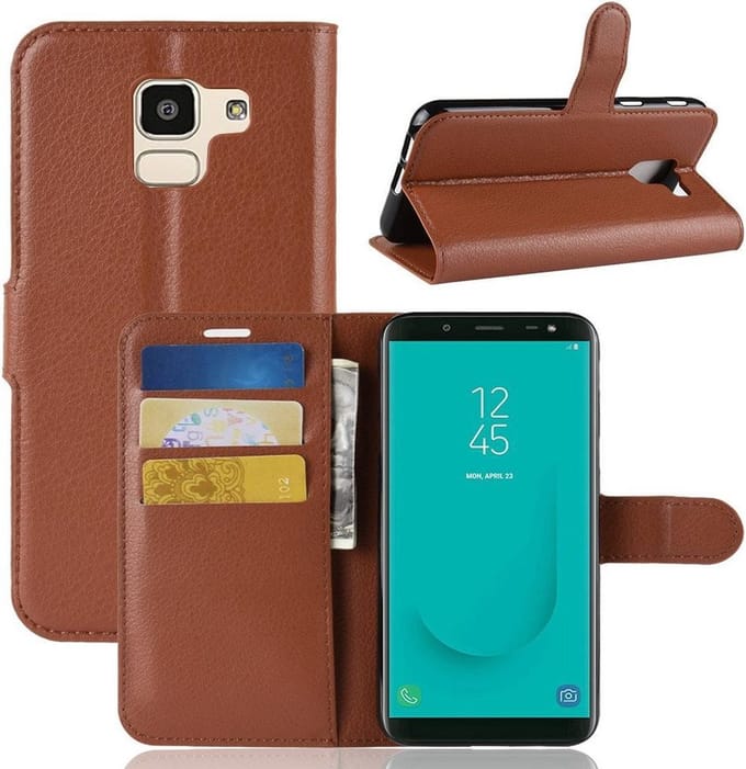 Hoesje voor Samsung Galaxy J6 (2018), 3-in-1 bookcase, bruin