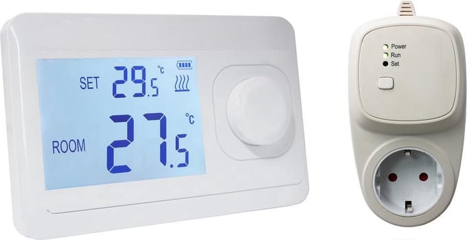 Quality Heating QH Basic draadloze eenvoudige thermostaat (Niet programmeerbaar) metPLUG in ontvanger -Penaarde (BE)
