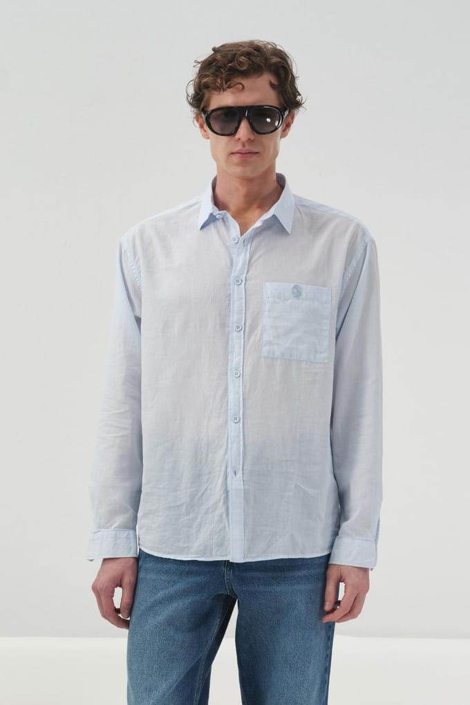 Heren Katoenen Poplin Lange Mouwen Shirt