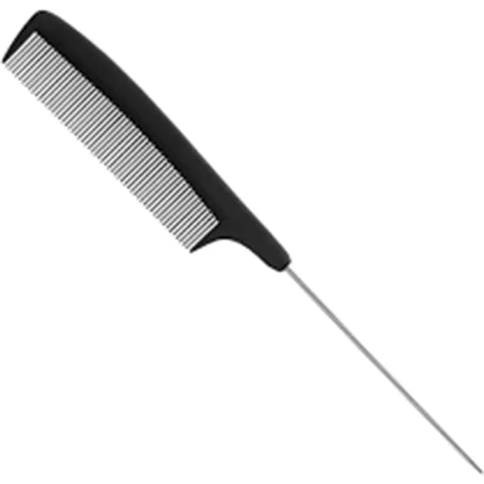 Eurostil Peigne Professionnel Carbone Dent en Métal 1 pièce black