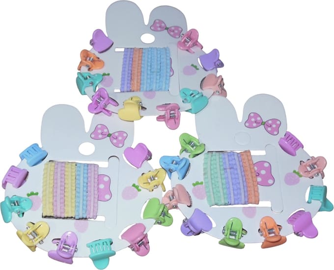 Cadeau verpakking voor de kleine - 10 mini klemmetjes hartjes + 5 elastieken