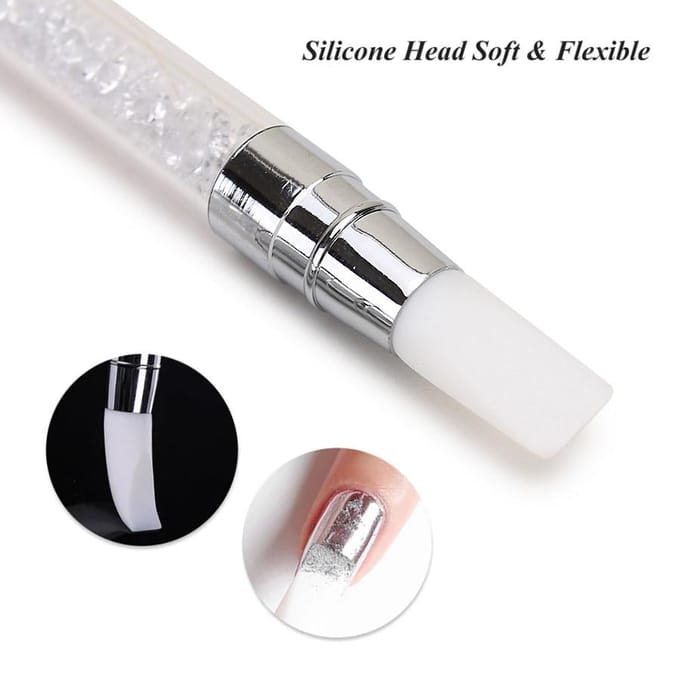 Stylo de Sculpture en Silicone à double extrémité pour Nail Art, outil de conception d'ongles facile et précis, brosse à points de paillettes de Sculpture 3D blanc