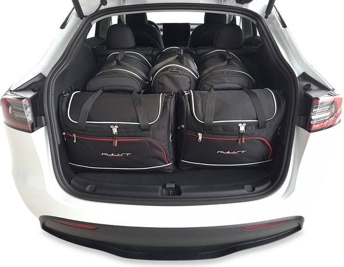 Tesla Model Y Reistassen op maat 7-delig Trunk Organizer Weekendtassen Auto Interieur Accessoires