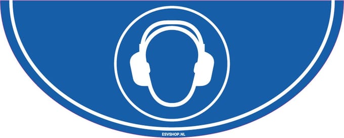 Gehoorbescherming verplicht vloersticker M003 - 750 x 300 mm